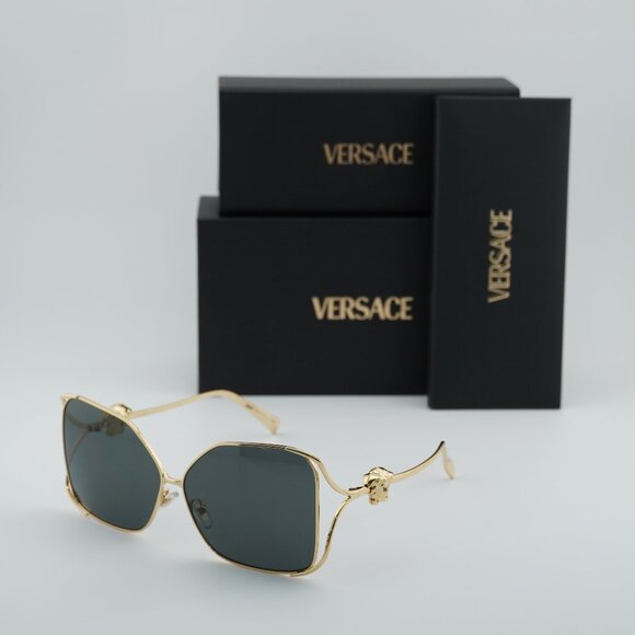 Versace VE2288 100287 Square Sunglasses – Gold/Dark Grey main image 5